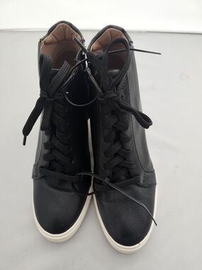 Linea Paolo - Black High-Top Lace-Up Women's Sneakers with White Sole